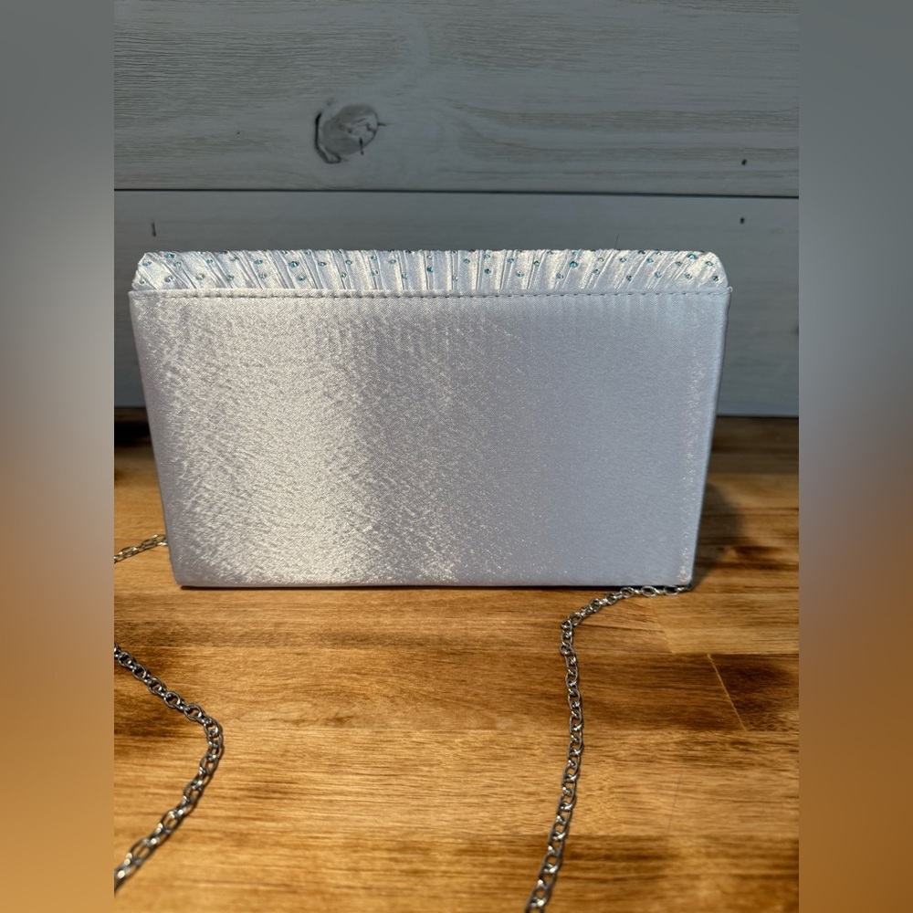 Rectangle Silver Iridescent Cocktail Clutch - Picture 2 of 10